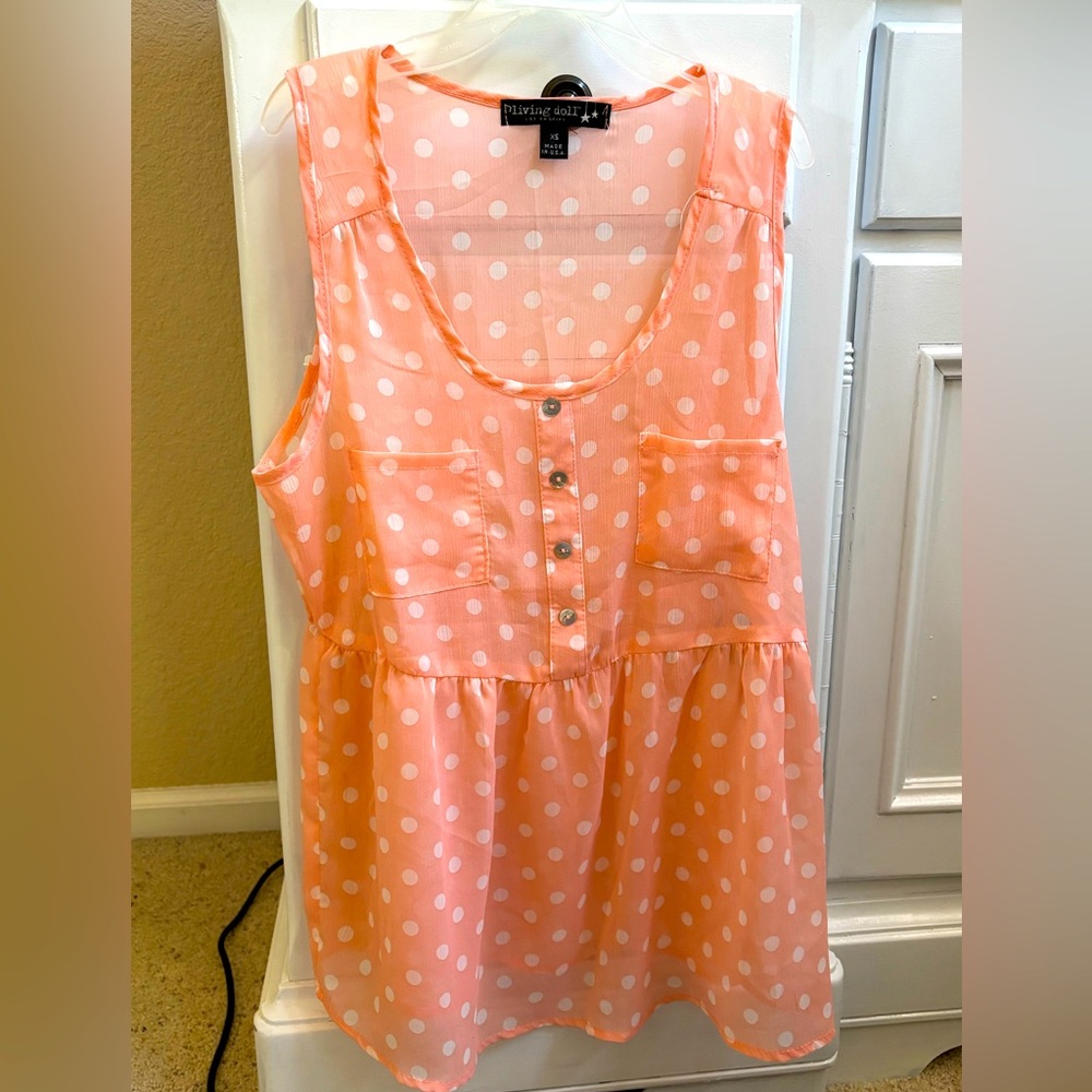 Living Doll Women’s Pink Polka Dot Top